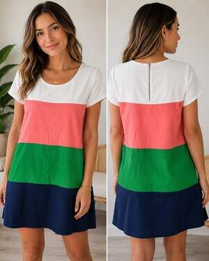 Entro Colorblock Short Sleeve Mini Dress Size S